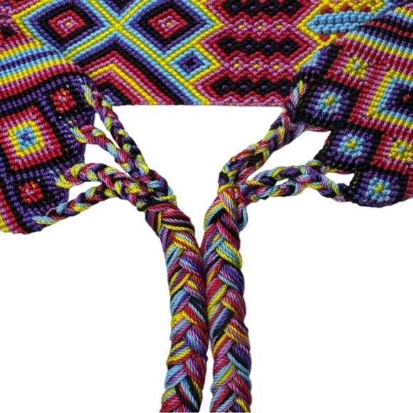FTWWL Bright Multicolor Cotton Fringe Woven Belt - Picture 6 of 14